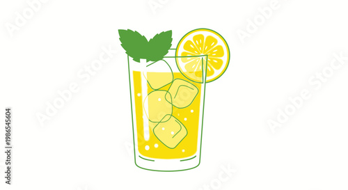 Refreshing Lemonade with Ice Cubes.