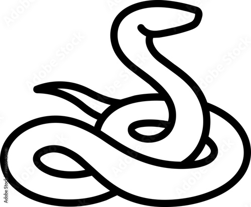 Snake illustration coiled black line drawing.