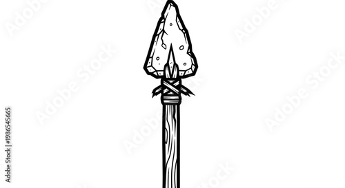 Ancient spear with sharp stone tip.