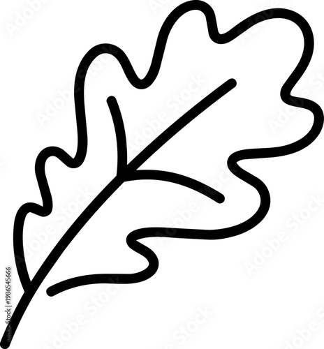 Oak Leaf Line Art Silhouette Illustration.