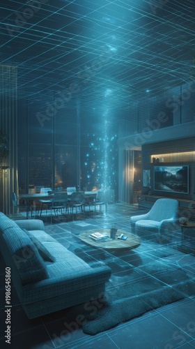 Modern Living Room with High-Speed Internet and Wireless Connectivity