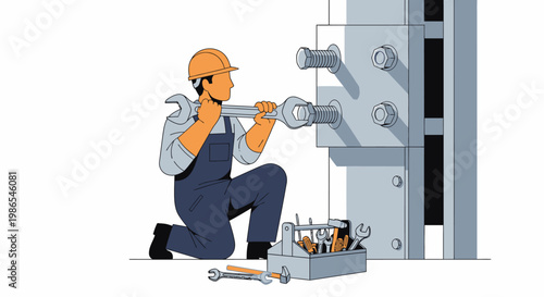 Man wearing overalls and cap working.