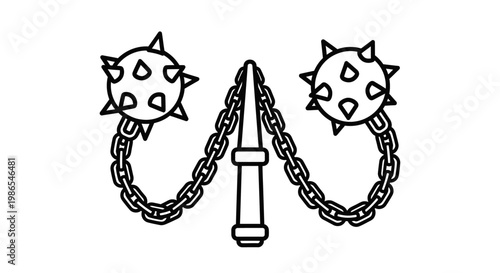 Flail weapon with spiked ball heads.
