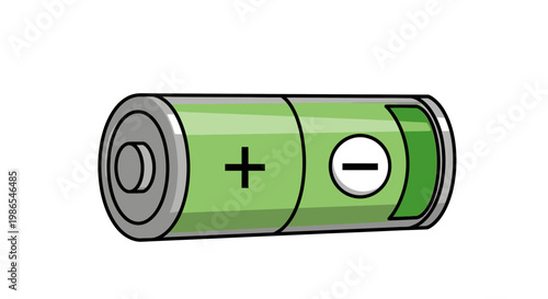 Green battery with plus minus symbols.