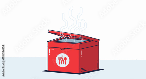 Red takeout food delivery box container.