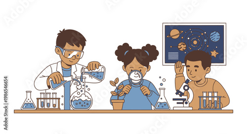 Students in science lab experiment.