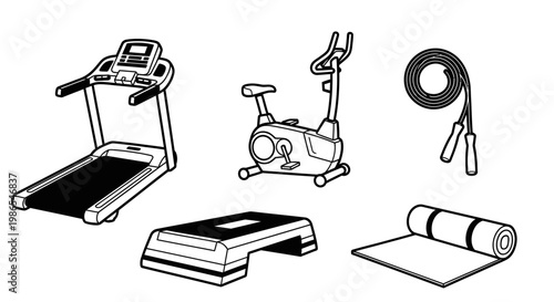 Exercise equipment for home gym workout.