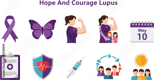 Hope And Courage Lupus Awareness Vector Icons Collection For Graphic Design