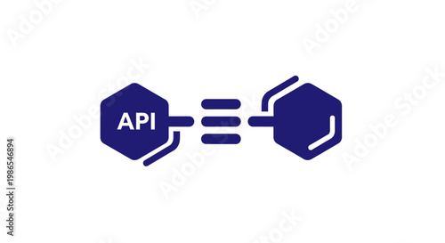 Abstract illustration of an Application Programming Interface (API) facilitating data exchange and connection between two distinct software components.