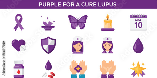 Purple For A Cure Lupus Awareness Vector Icons - Understanding and Support