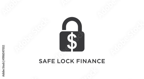 A dark grey padlock icon with a dollar sign on it, symbolizing secure financial transactions, with the text 'SAFE LOCK FINANCE' below.