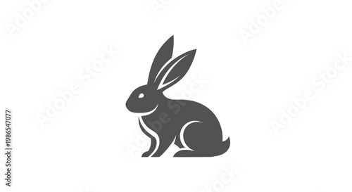 Stylized grey rabbit icon or logo design on a clean white background, representing nature, wildlife, and gentle creatures.