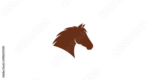 Stylized brown silhouette of a horse's head facing right on a white background, representing strength and elegance.