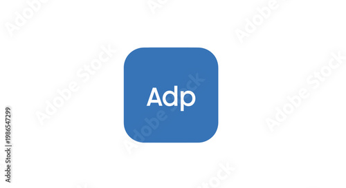 ADP App Icon: A simple icon with the text ADP prominently displayed, perfectly embodying the essence of streamlined digital interaction.