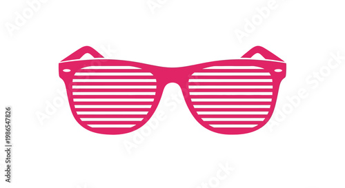 A pair of bright pink striped novelty sunglasses isolated on white