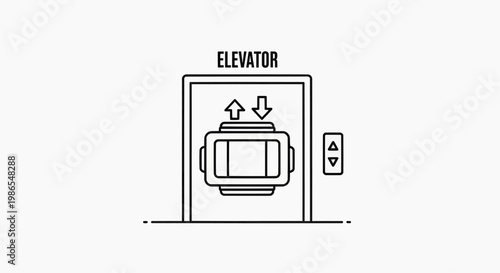 An illustration of a person riding up and down in an elevator.
