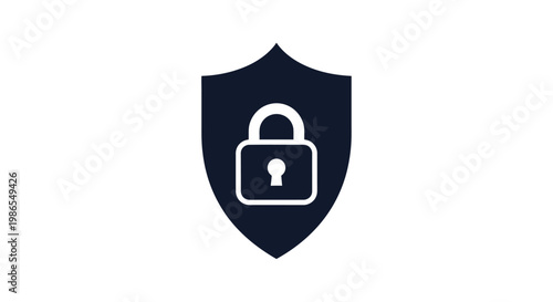Security shield with lock icon: A simple and clean shield with a padlock icon, symbolizing security, safety, and protection. Designed with a minimalist approach, the image evokes a sense of trust.