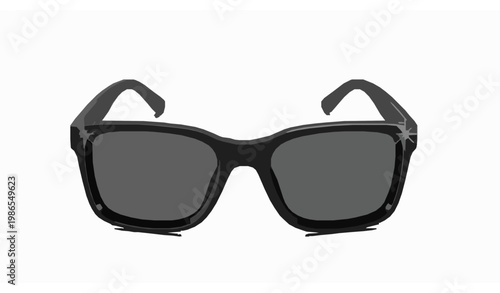 Stylish black sunglasses vector with glossy frame isolated on white background modern fashion eyewear accessory