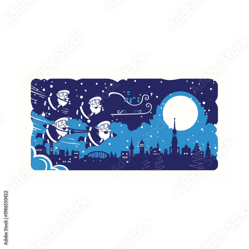 Skulls flying over city skyline at night under full moon