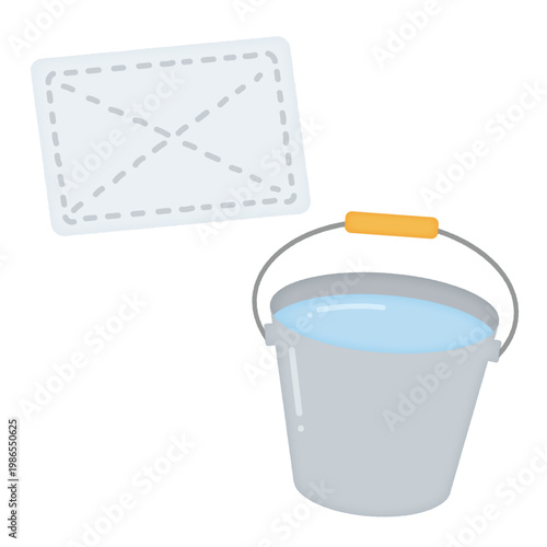 バケツと雑巾のイラスト/Illustration of a bucket and a rag