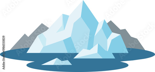 Iceberg in Arctic Ocean Calm Waters.