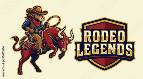 Rodeo Bull Rider In Action.