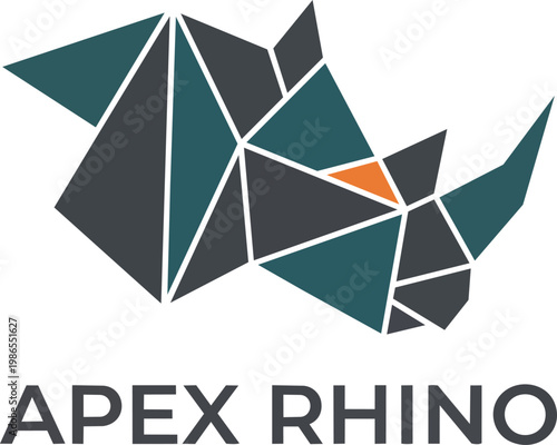 Polygon rhinoceros artwork abstract depiction.