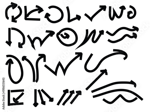 set of hand drawn arrows design brush