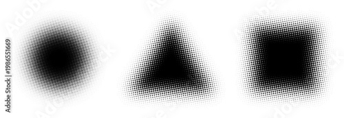 Konstfotografi Halftone geometric shapes design element set isolated on white