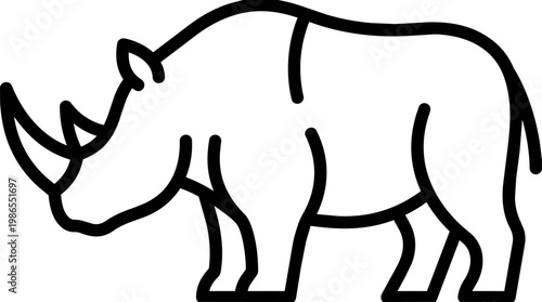Rhino silhouette line drawing simple illustration.