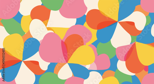 A colorful abstract composition of overlapping rounded shapes