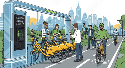 People using bicycles on a bike lane.