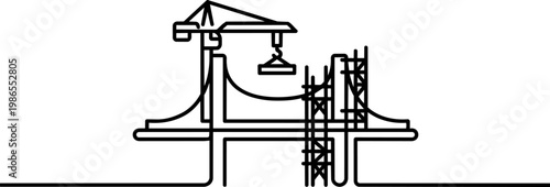 Construction Crane Over Industrial Site.