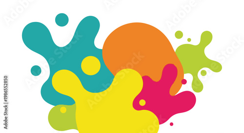 A colorful abstract composition of paint splatters