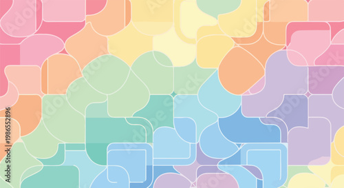 A colorful abstract composition of pastel shapes