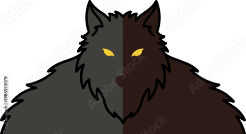 Dual Tone Wolf Head Emblem Illustration.