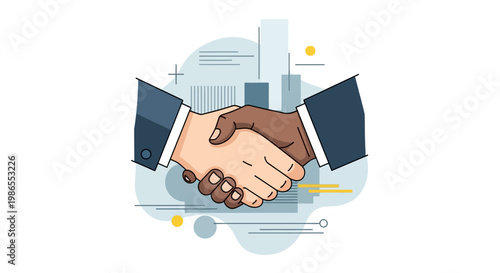 Handshake of Agreement: Depicting a seamless collaboration where two individuals seal a successful deal, signifying unity, trust, and the fusion of shared ideas. 
