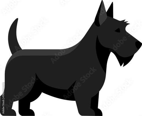 Stylized Black Dog Silhouette Portrait.