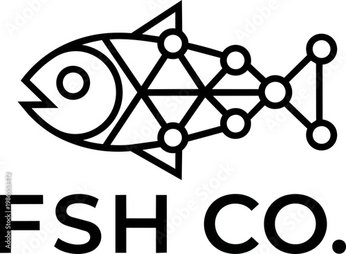 Fish skeleton logo geometric network.