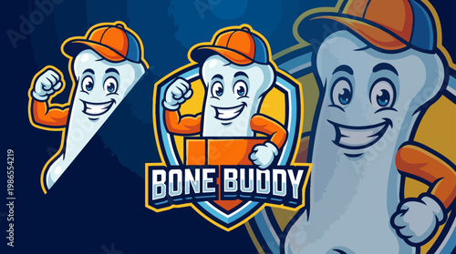Bone Buddy Cartoon Skeletons Wearing Helmets.