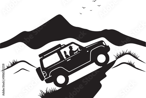 Off-road, 4x4, vehicle, silhouette, black, illustration, vector graphics, adventure, terrain, exploration