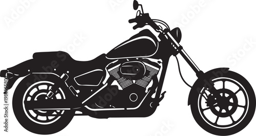 Black motorcycle vector, chopper bike silhouette, motorcycle icon, vehicle graphic