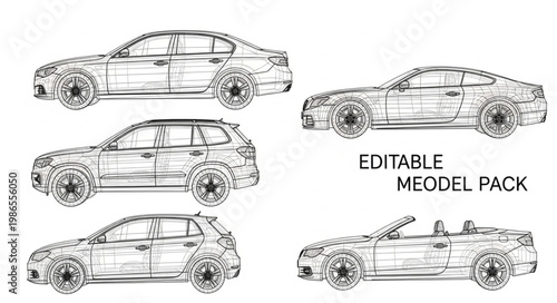Collection of Hand Drawn Car Illustrations in Sketch Style.