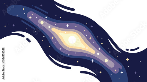 Abstract cosmic swirl with glowing galaxy design.