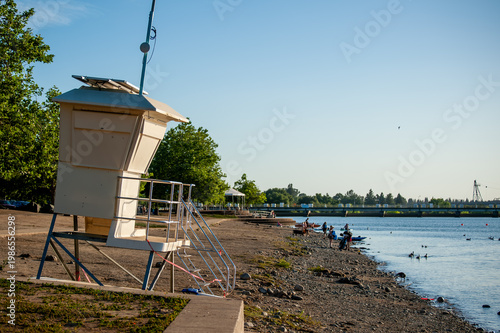 Lifeguard tower on a calm beach