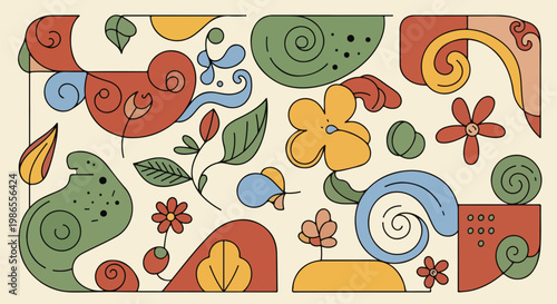 A colorful abstract floral pattern with swirling shapes (1)