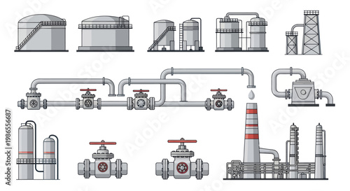 Industrial factory piping and valves system.
