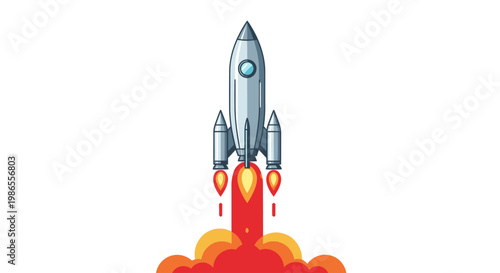 Rocket Ship Launching into Space.