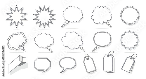 Collection of speech bubbles and tags.