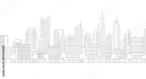 City Skyline Urban Buildings Towers.